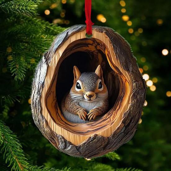 5Pcs Animal Christmas Ornament Set Acrylic Car Interior Pendant 2D Acrylic Forest Animal Decoration for Christmas Tree Home