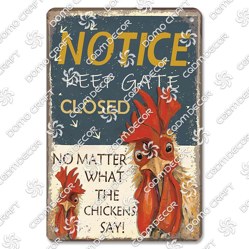 Retro Chicken Poster Metal Tin Signs Rooster Hen Eggs Metal Plate Vintage Wall Decor Club Farm Chicken Coop