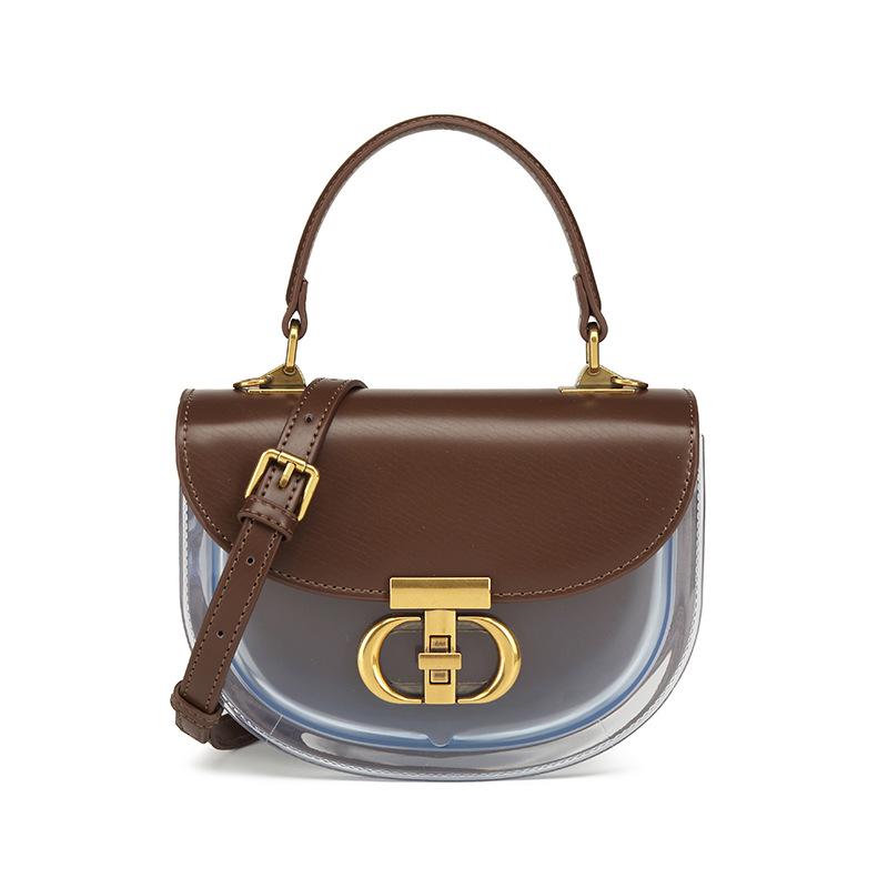 New Crossbody Bags Vintage Flap Underarm Shoulder Bags Fashion PU Leather And PVC Patchwork Saddle Bags Women's Handbags