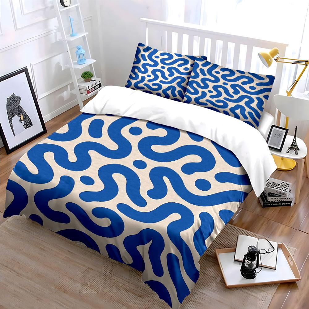 Blue Abstract Pattern Bedding Bedding Duvet Cover Set Duvet Cover Pillowcases (1 * Duvet Cover 2 * Pillowcases, without duvet insert)
