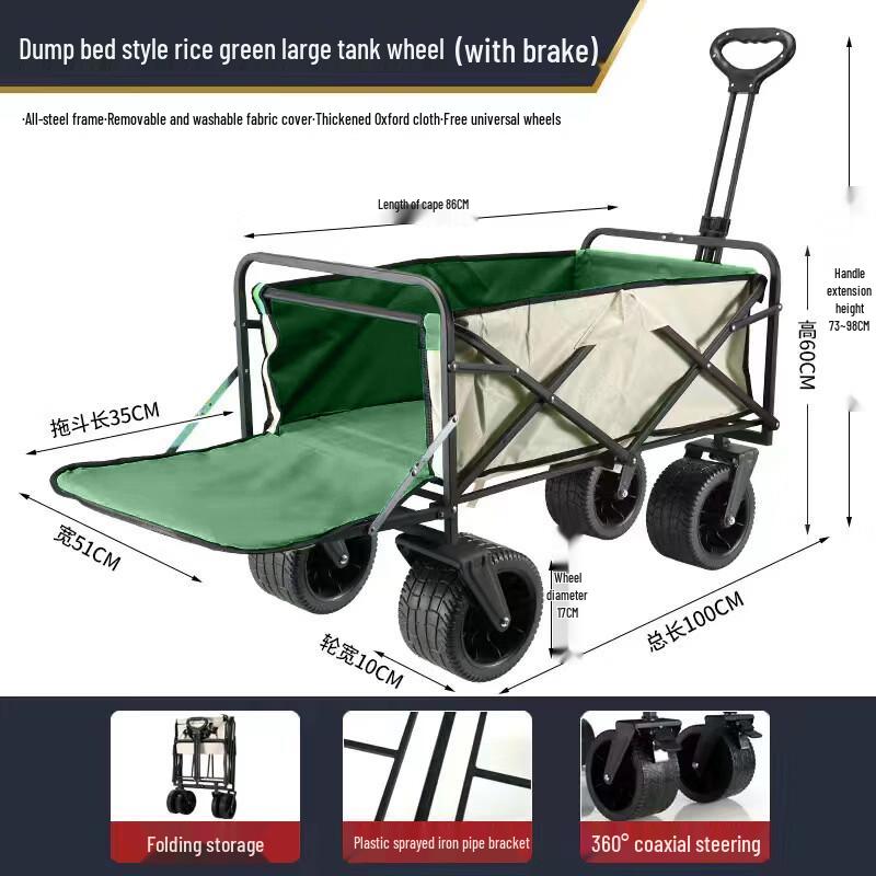 Outdoor Camping Wagon with Tank Wheels