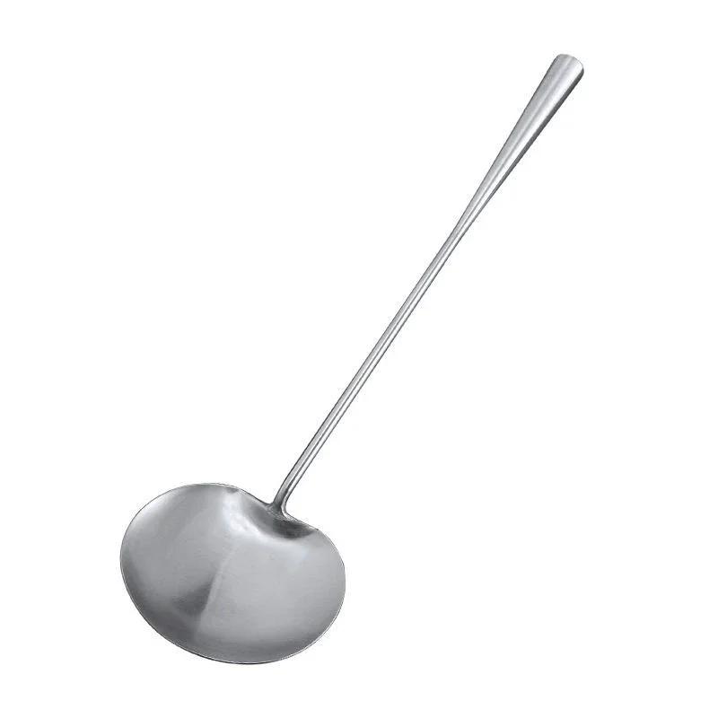 Łyżka do zupy, Łopatka do woka, Łyżka-szufelka z dłuższym uchwytem, Odporna na rdzę, Odporna na ciepło, Trwała stal nierdzewna formowana integralnie