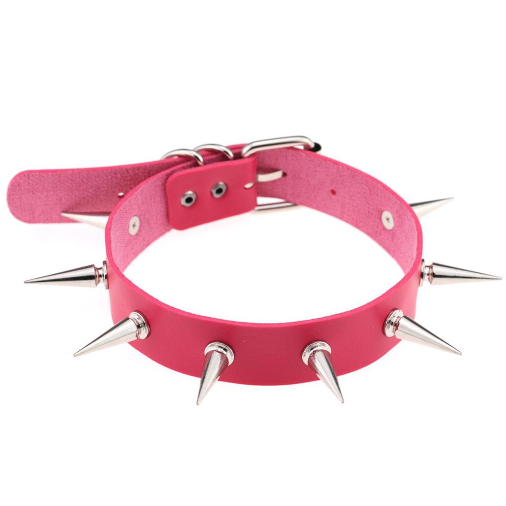 Black Spiked Choker Necklace Punk Collar Female Women Men Black Leather Studded Rivets Chocker Jewelry Gothic Accessories