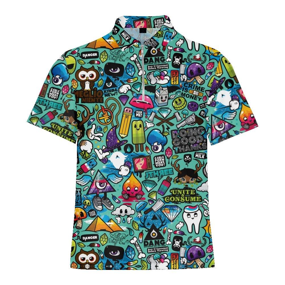 Men's Camouflage Patchwork Short Sleeve Polo, Casual Trendy Top