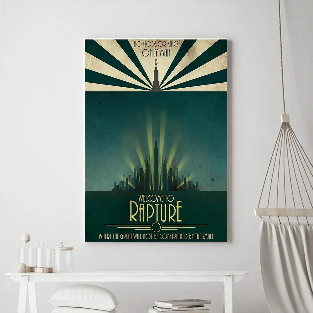 

Classic Video Game Vintage Poster Prints Retro B-Bioshocks Of Rapture Canvas Painting Wall Art Picture Living Room Home Decor 50x70cm no frame
