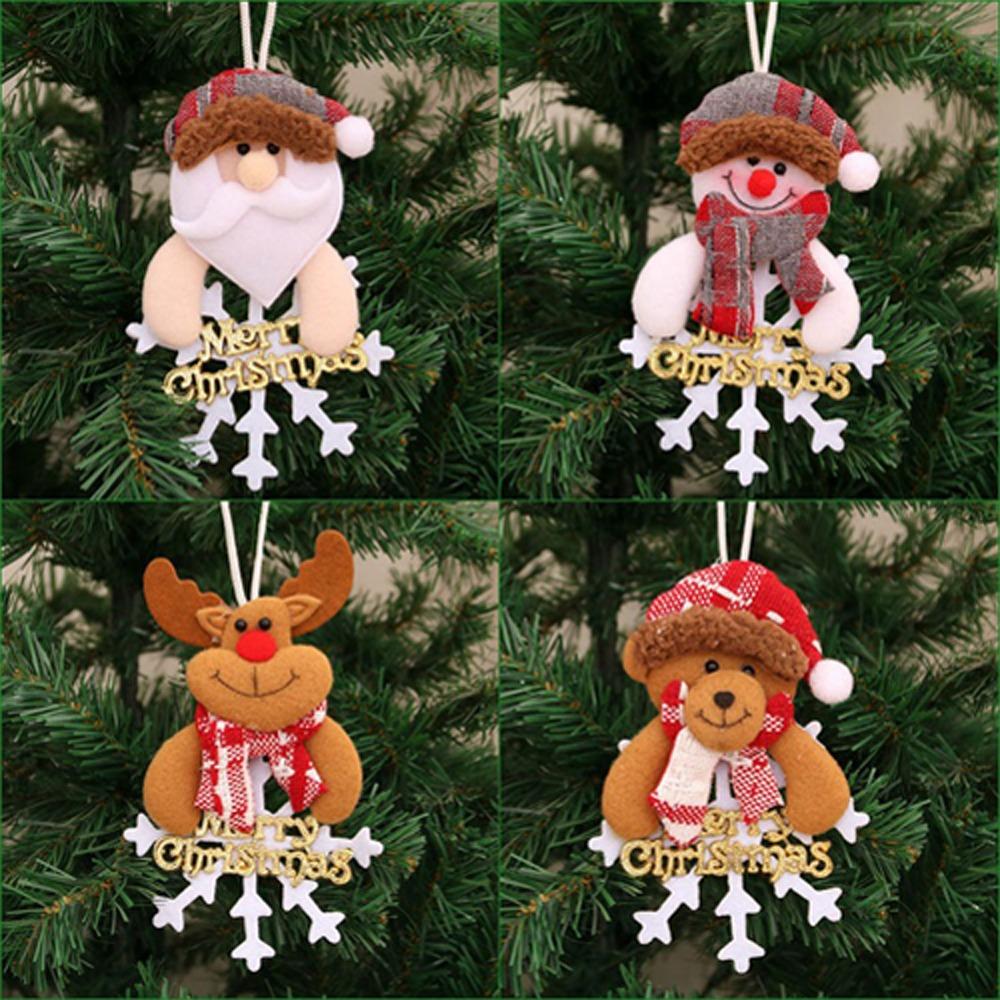 New Christmas Gift Santa Claus Snowman Deer Plush Doll Ornamental Small Pendant Christmas Tree Hanging Decorations Accessories
