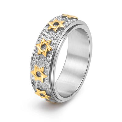 Anel Rotativo Hexagrama de Aço Titânio Vintage Tendência Gótico Joias Masculinas