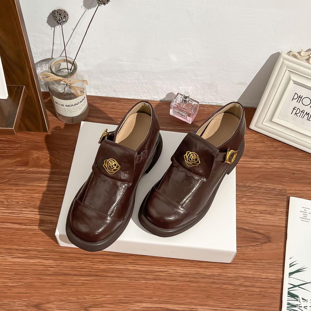 French Retro Small Leather Shoes for Women 2025 Deep-mouth Loafers for Women, Comfortable Soft Soles, Not Tired Feet, Camellia Soft Leather Women's