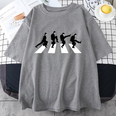Męski T-shirt Monty Python Ministerstwo Głupich Kroków T-shirt Uliczny Śmieszny Krótki Rękaw Bawełniany Oversize T-shirt Osobowościowy