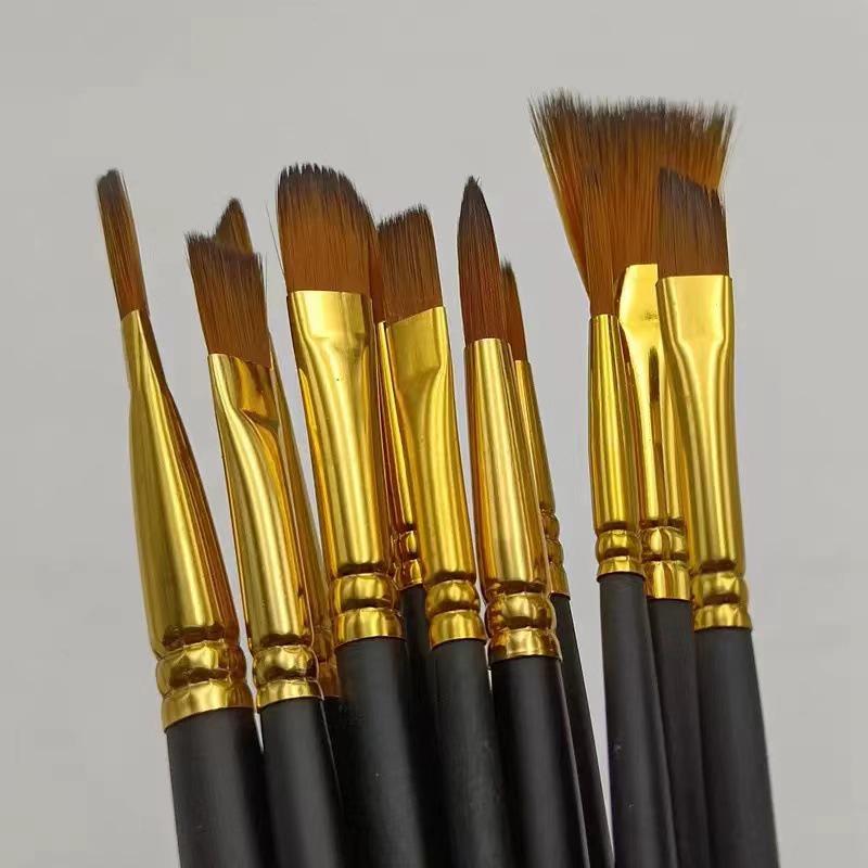 12-Piece Nylon Brush Set for Watercolor, Oil, and Acrylic Painting