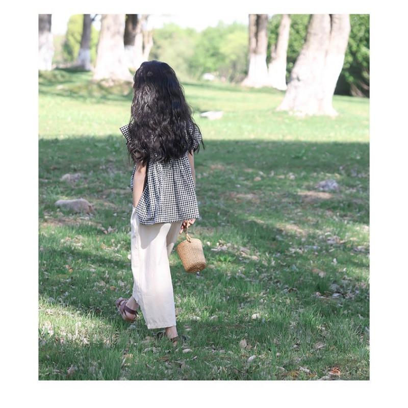 Girls Kids Casual Loose Solid Color Wide Leg Cropped Anti Mosquito Pants