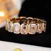 Rectangle Stone Geometric White Zircon Rings For Women Vintage Gold Color Engagement Bands Wedding Jewelry Bridal Versatile Gift