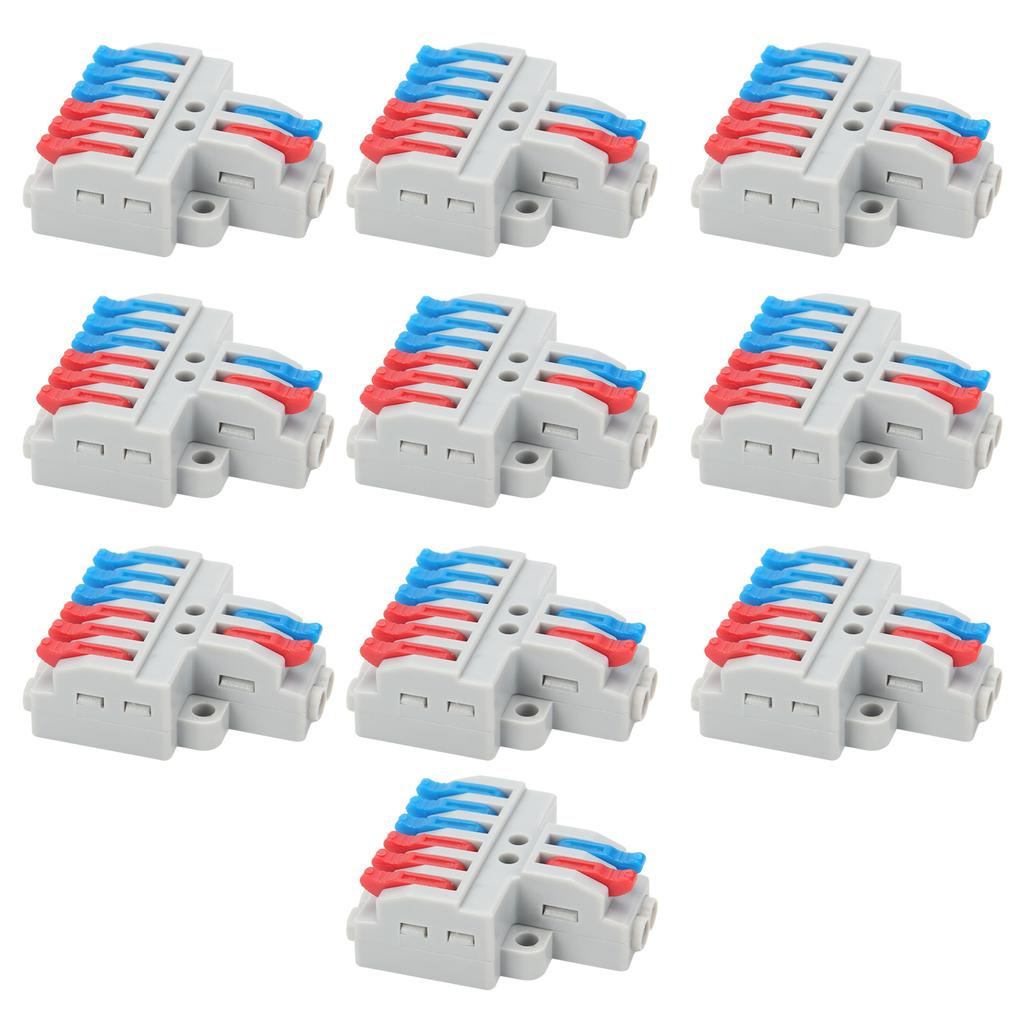 10Pcs Wire Conductor Connector 2in6out with Fixed Hole 4mm Splitter Fast Terminal Block 600V