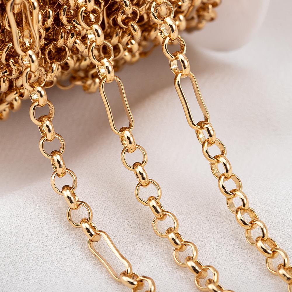 1M 18K Gold Plated Brass Square Link O Shape Chain for Jewelry Making Supplies DIY Bracelet Necklace Material Chain Accessories