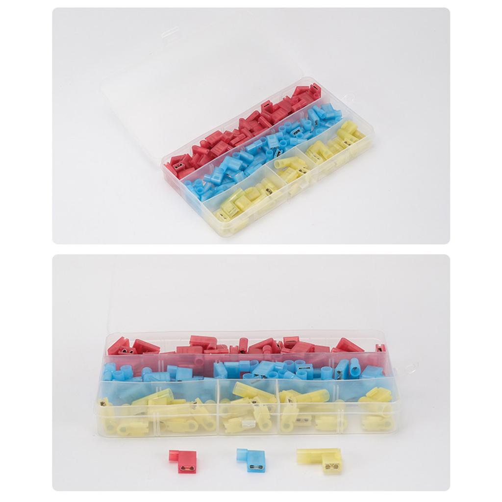 80Pcs Right Angled Spade Connectors Set With Crimping Tool for 22 10AWG Wire Nylon Insulated Flag Terminals Assortment