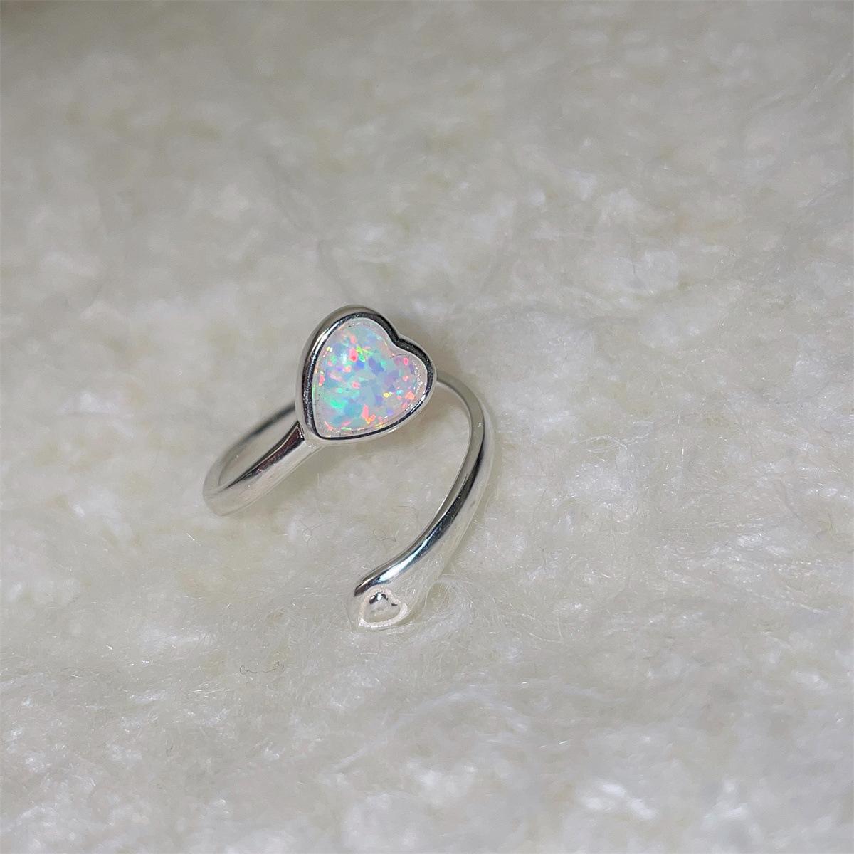 

Кольцо с цветным опалом и камнем, открытая линия, простое, милое, крутое, высокое чувство, серебро 925 пробы, мода 2025 года, новинка opening adjustable