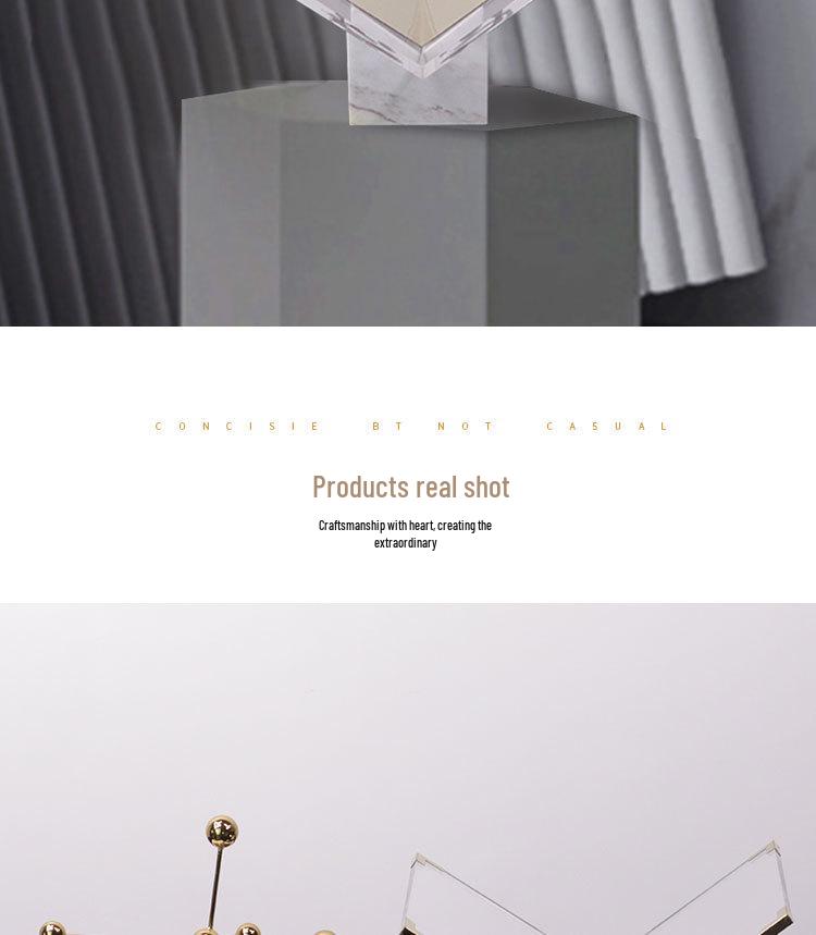 Modern Geometric Marble Bookshelf for Study Room Decorations