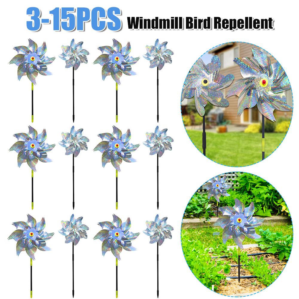 Bird-Scaring Wind Spinner Decoration Bird Deterrent Device Easy Installation Windmill for Outdoor Garden Lawn Yard Decoration