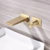 Luxury brass chrome bathroom faucet with wall mounted design, single handle, 2-hole hot and cold dual control, simple basin Tap