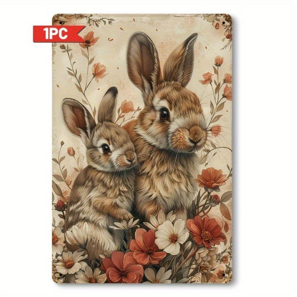 Easter Rabbit Metal Tin Sign Wall Art Decor 20x30cm