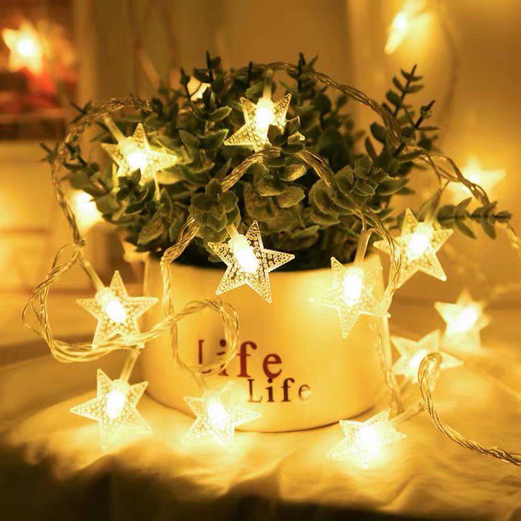 LED Star String Lights with Battery Box & USB - Five-Pointed Colorful Lights for Christmas Room Decor