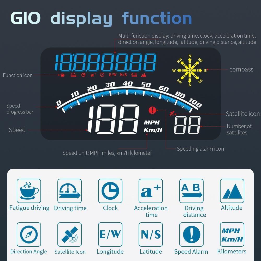 New Digital Speedometer Universal GPS Car HUD Head Up Display MPH Overspeed Alarm