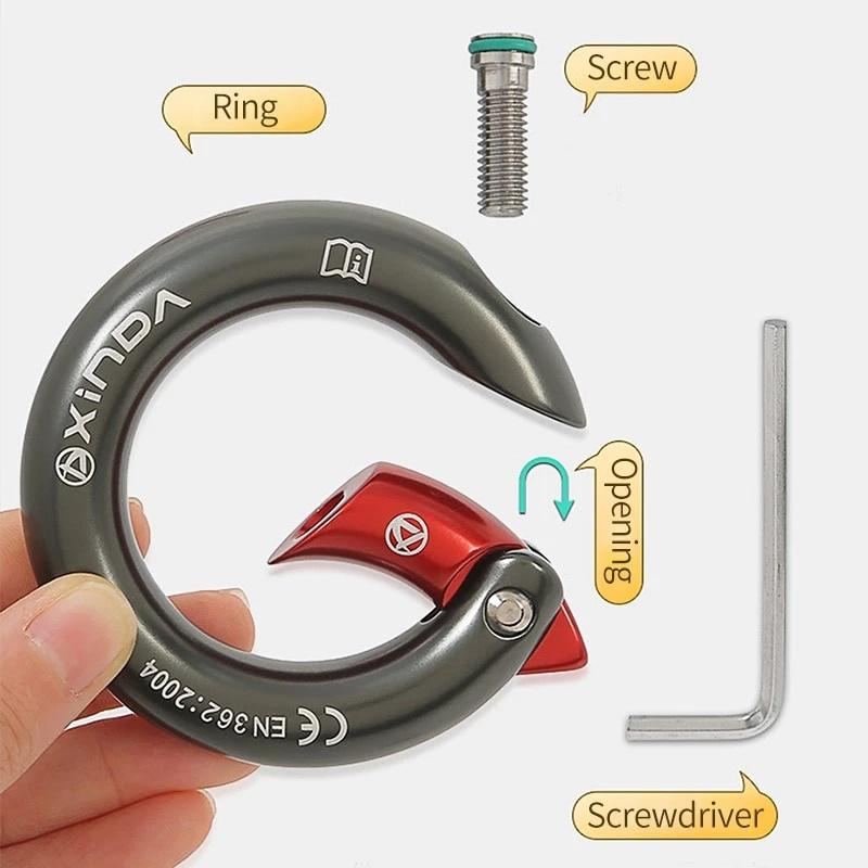 Outdoor 23kN Openable Ring 7075 Aluminium Multi Directional Gated Ring for Climbing
