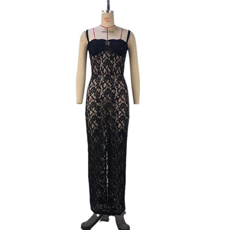 New Arrival Women One-length Neck Sexy Lace Slim Sling Dress