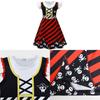 Skull Print Halloween Girls Dress With Ruffle Hem And Printed Fabric For Kids Age 3 To 8