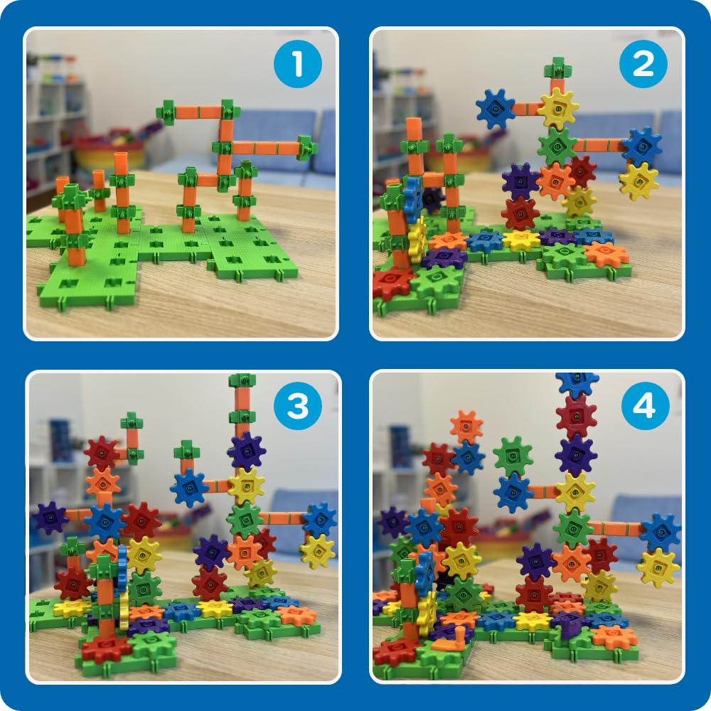 Learning Resources Toy Rotating Blocks, Colorful Gear Blocks, Super Set Gears, 150 Pieces, LER9164, Authentic