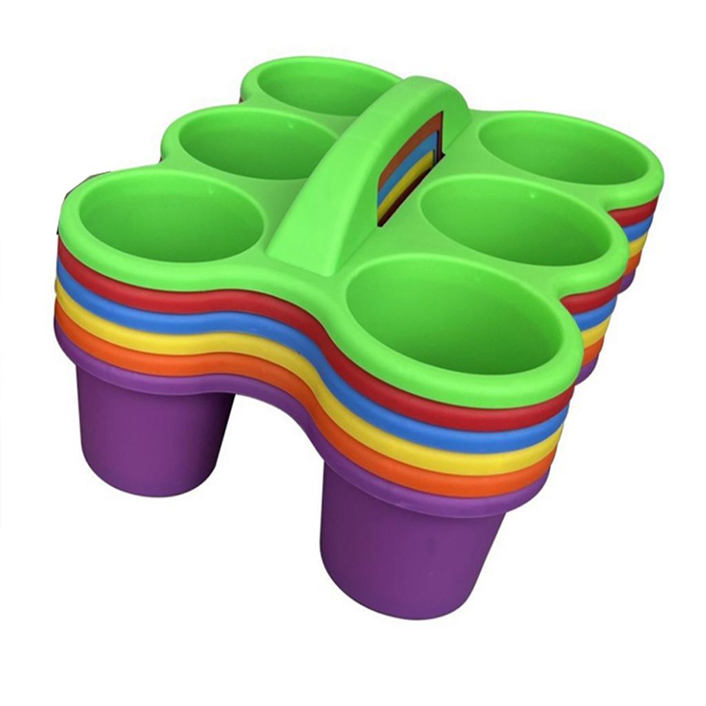 2025 6PCS PP Colorful Plastic Cup Organizer Classroom Basket Saving Space Portable Stackable Portable With Handle