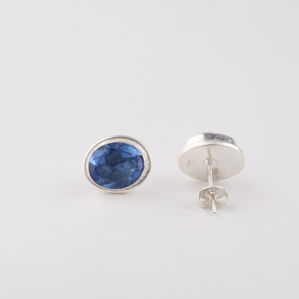 Tanzanite Gemstone 925 Sterling Silver Jewelry Handmade Stud Women Earrings 0.5" EE-178-13