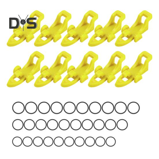 

10 шт. Держатель для крючков рыболовной приманки с резиновыми кольцами Универсальный держатель для крючка приманки рыболовного удилища с отверстиями Рыболовные аксессуары жёлтый