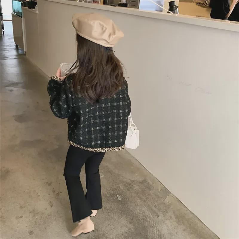 Cardigan à carreaux pour bébé fille printemps 2023 - Manteau court de style coréen