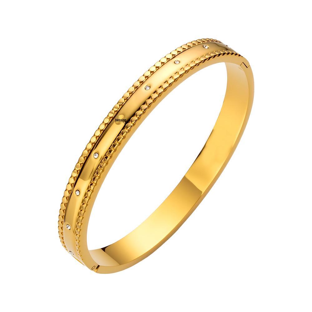 Exquisite Titanium Stainless Steel Bracelet with Irregular Inlaid Rhinestones - Starry Electroplated Design