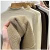 Half High Collar and Thick Velvet Winter Base Sweater for Women, Soft and Stylish, with Warm and Integrated Velvet Sweater Inside