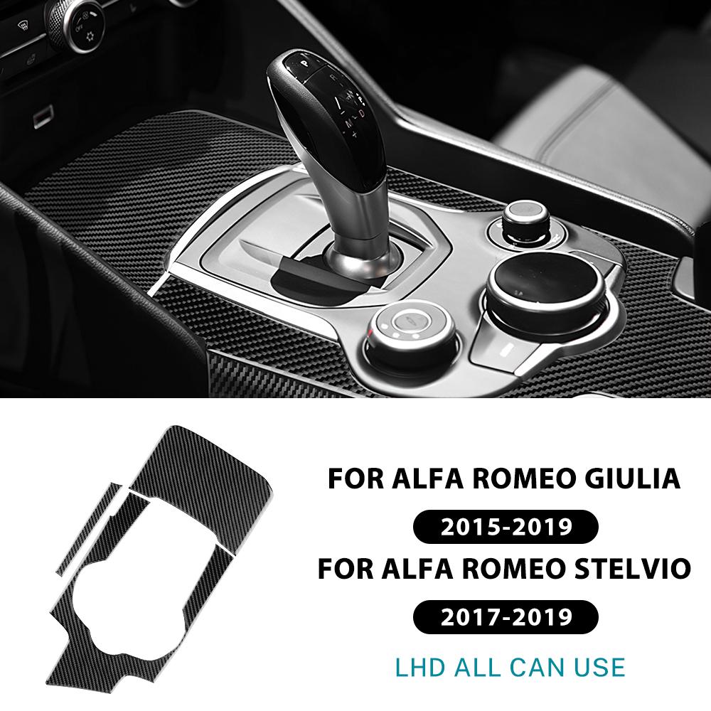 Real Soft Carbon Fiber Sticker For Alfa Romeo Giulia 952 2015-2019 Stelvio 949 2017-2019 LHD RHD Car Gear Shift Outer Panel