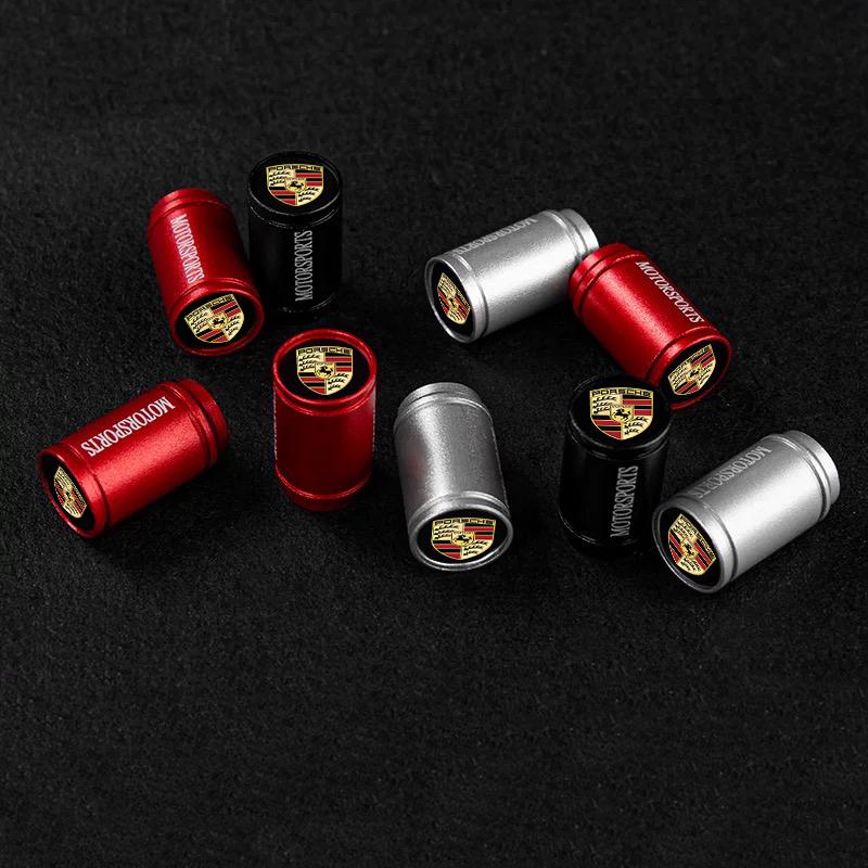 4Pcs Car Tire Valve Caps Aluminum Alloy Tire Dust proof For Porsche Cayenne Panamera Macan 911 718 Taycan Boxster Cayman 918