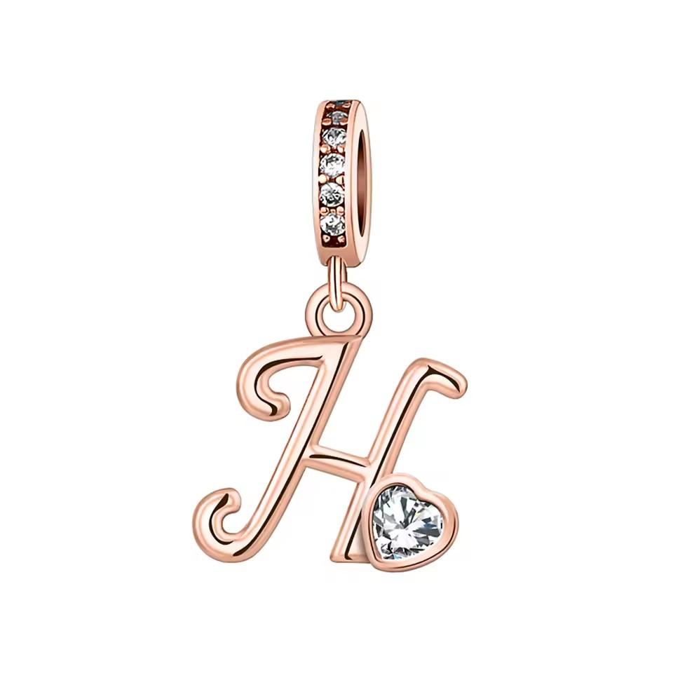New Metal Rose Gold Light Two Tone 26 Letter English Pendant Charm Fit Ideal for Bracelets Necklaces Make your own Accessory Accessories Elegant