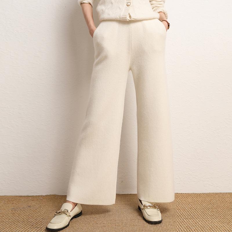 Cashmere High-Waisted Wide-Leg Knit Pants - Autumn/Winter Collection