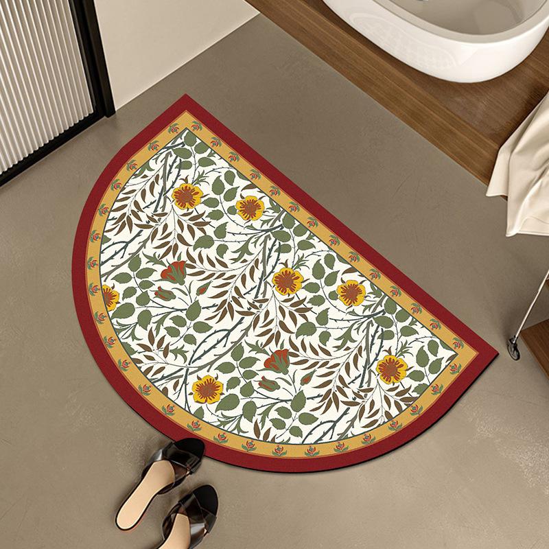American Retro Semicircular Bathroom Floor Mat Water Absorption and Quick-drying Toilet Bathroom Door Foot Mat Diatom Mud Anti-slip Door Mat