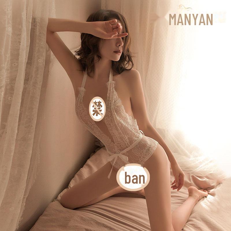 Sexy krajkový overal Manyan s hlubokým V lemováním 9474