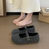 2025 Autumn New French Retro Round Head with Mary Jane Shoes Femininity Plush Flat Shoes