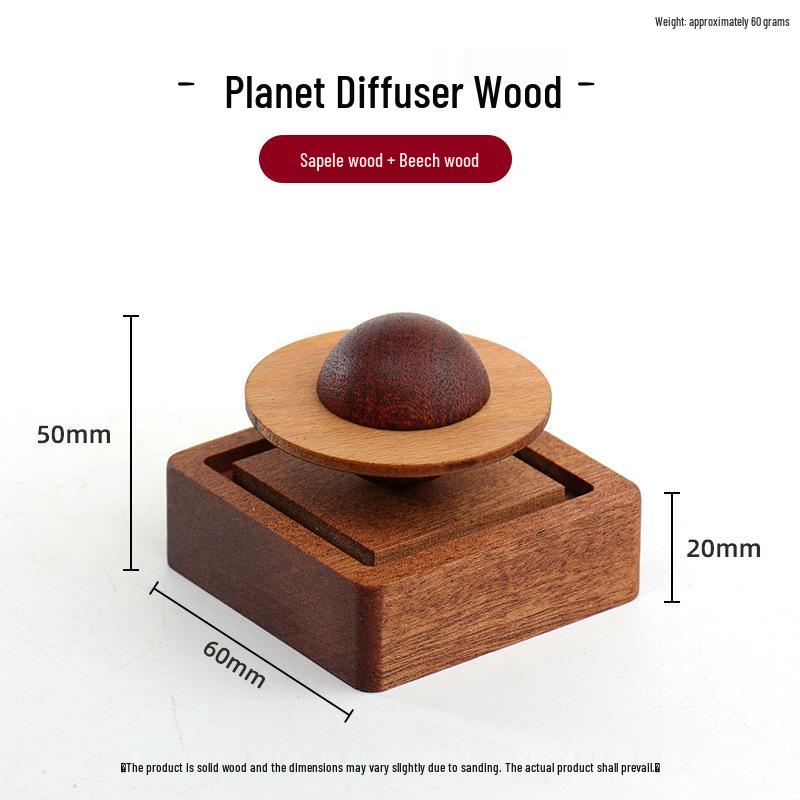 Black Walnut Planet Diffuser: Wooden Aromatherapy Ornament for Car and Home