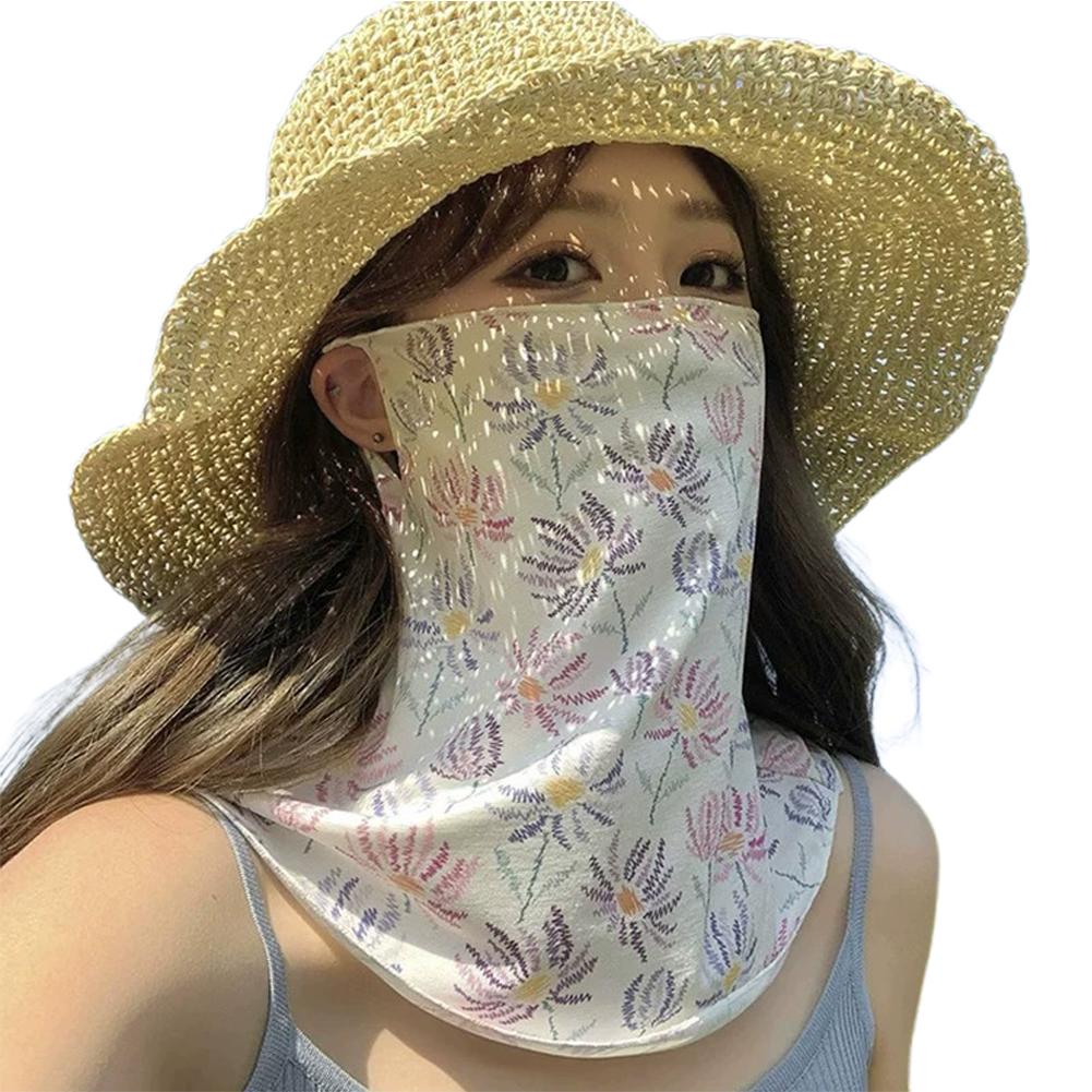 Flowers Summer Sunscreen Mask Full Face Ultraviolet Female Thin Section Cover Face Veil Mask Neck Neck Protector