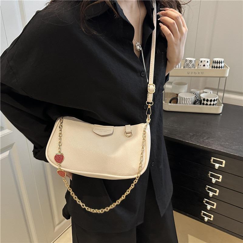 New Lychee Pattern Women's Bags, Armpit Bags, Casual Fashion Chains, Portable Shoulder Bags, Retro Trendy Commuter Bags