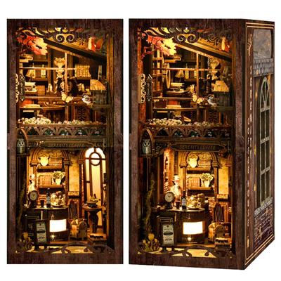 MARUHADO Book Nook Dollhouse Miniature with LED 3D Wooden DIY Back Alley Cafe Kit, Light, Puzzle, Bookshelf, Handmade,