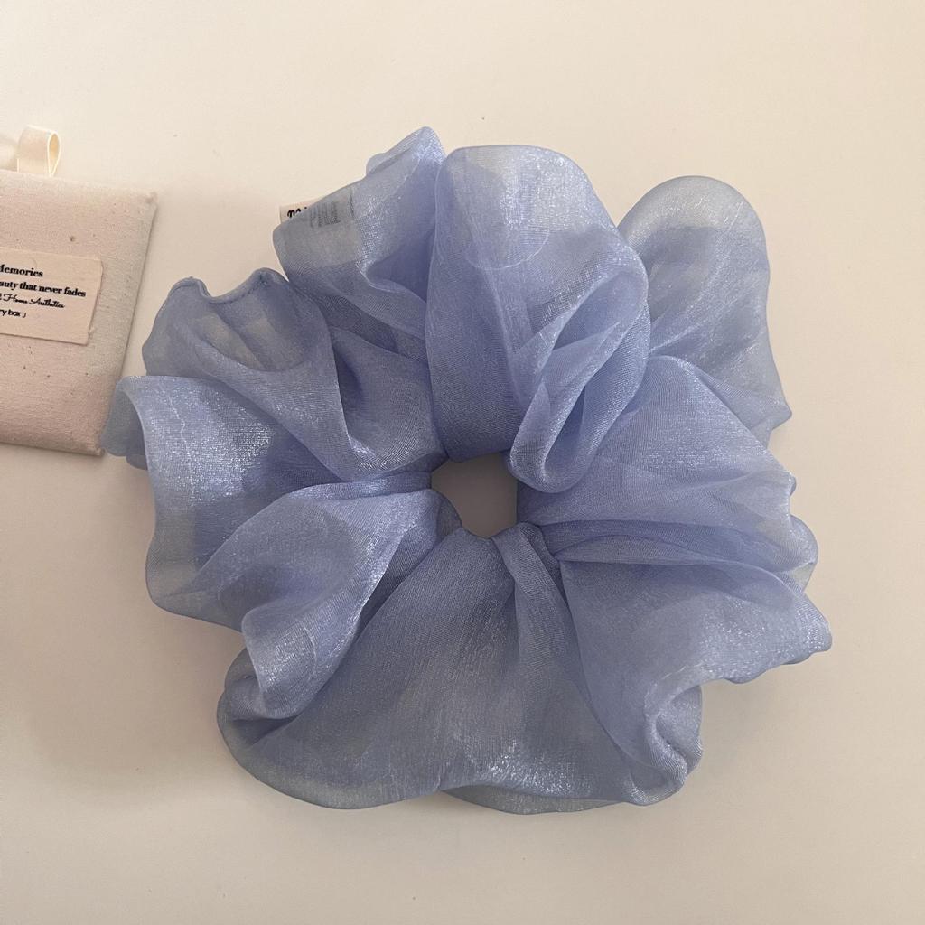 French Pearlescent Fairy Gauze Fluffy Scrunchie – Gentle, Versatile Hair Tie for a Lazy Low Bun