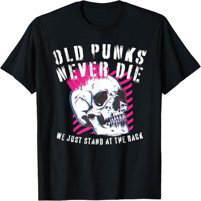 Punks Velhos que Nunca - Camiseta Punk Rock Crânio Rosa Desgastado