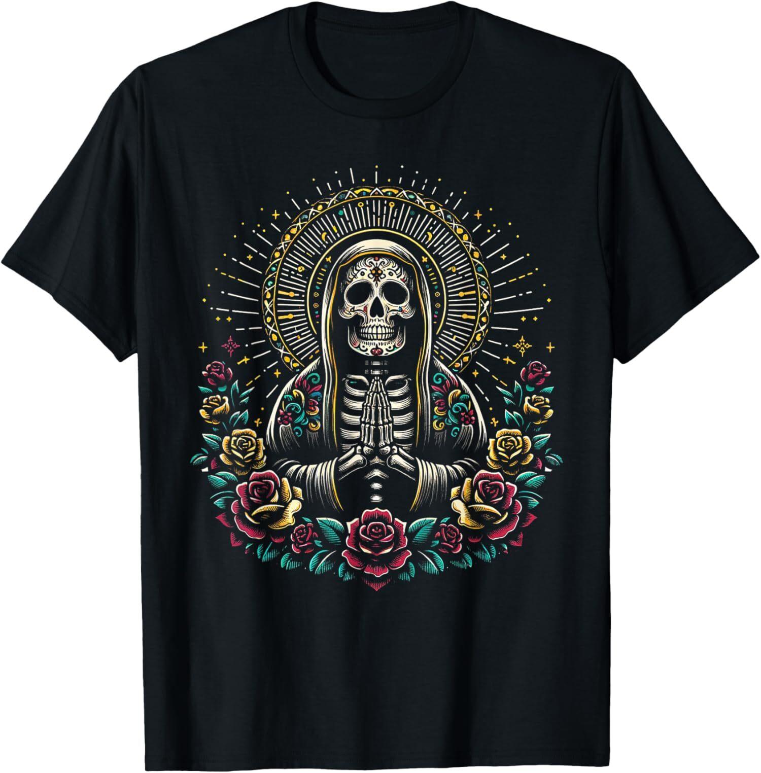 New Limited Santa Muerte Perdoname Skull, La Santa Muerte T-Shirt Mens Womens Tees Top Tops TeeA XL